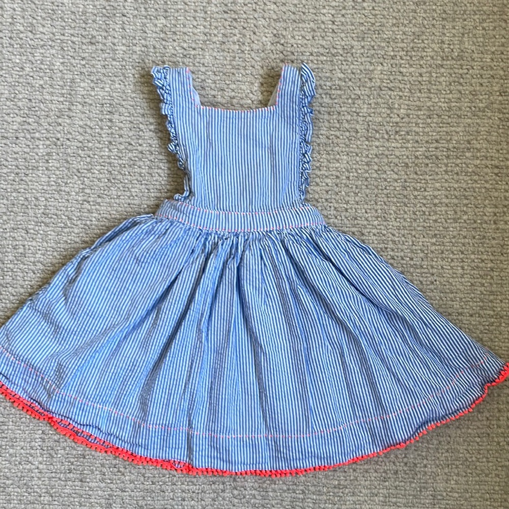 2/3 Mini Boden Pinafore Seersucker Dress
